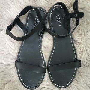 LOFT Black Ankle Strap Sandals